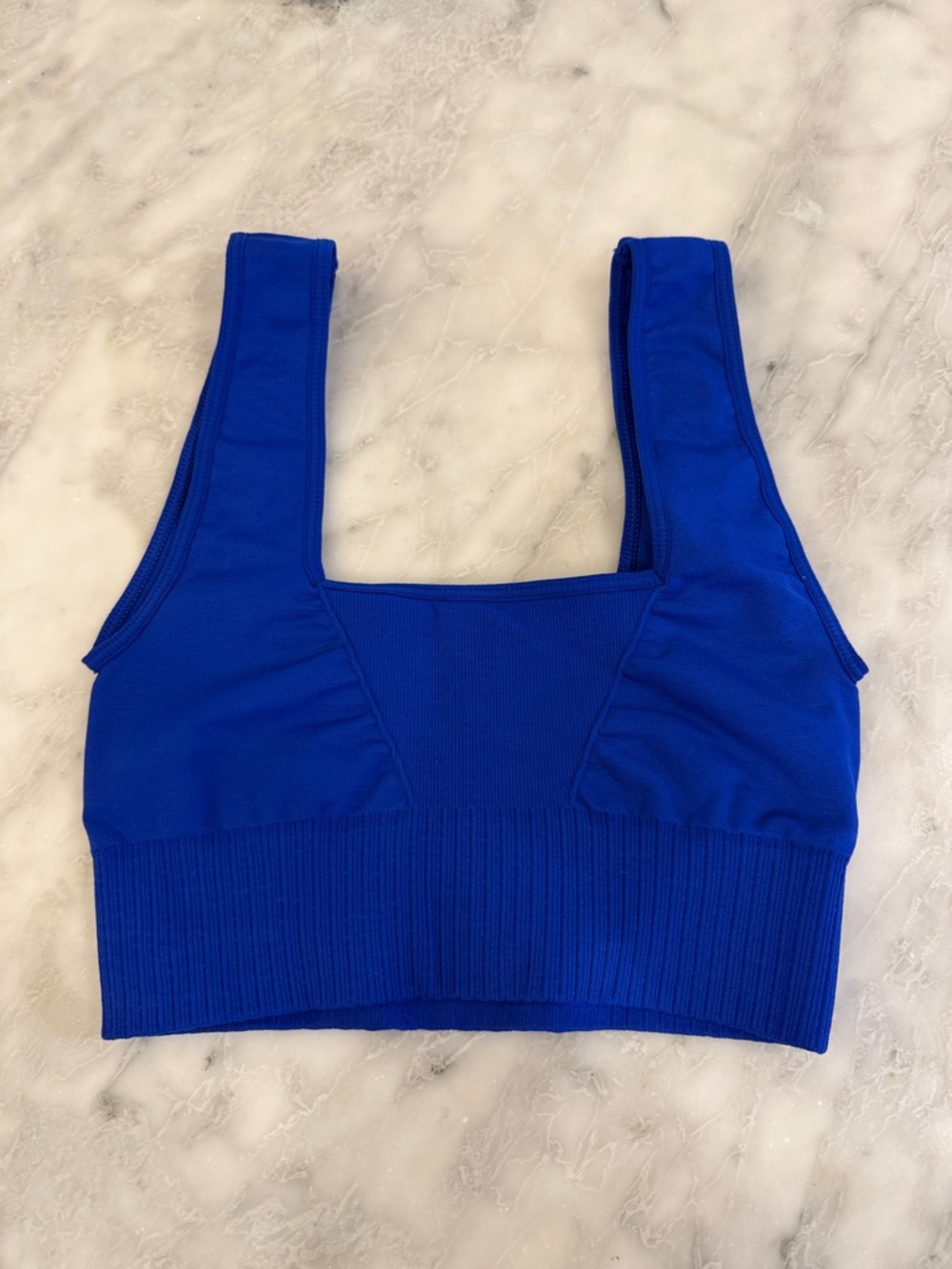 FP Movement by Free People Ribbed Square-Neck Tank in Cobalt